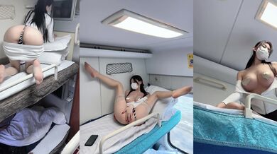 【极品网红露出】脸红Dearie再现高铁悸动露出 尾巴肛塞蜜尻反差女神 大叔快醒醒上铺有个赤裸尤物 真刺激！